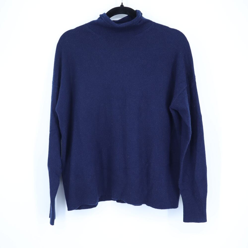 Nordstrom 100% Cashmere Turtleneck Pullover Sweater Navy Lightweight Women's S